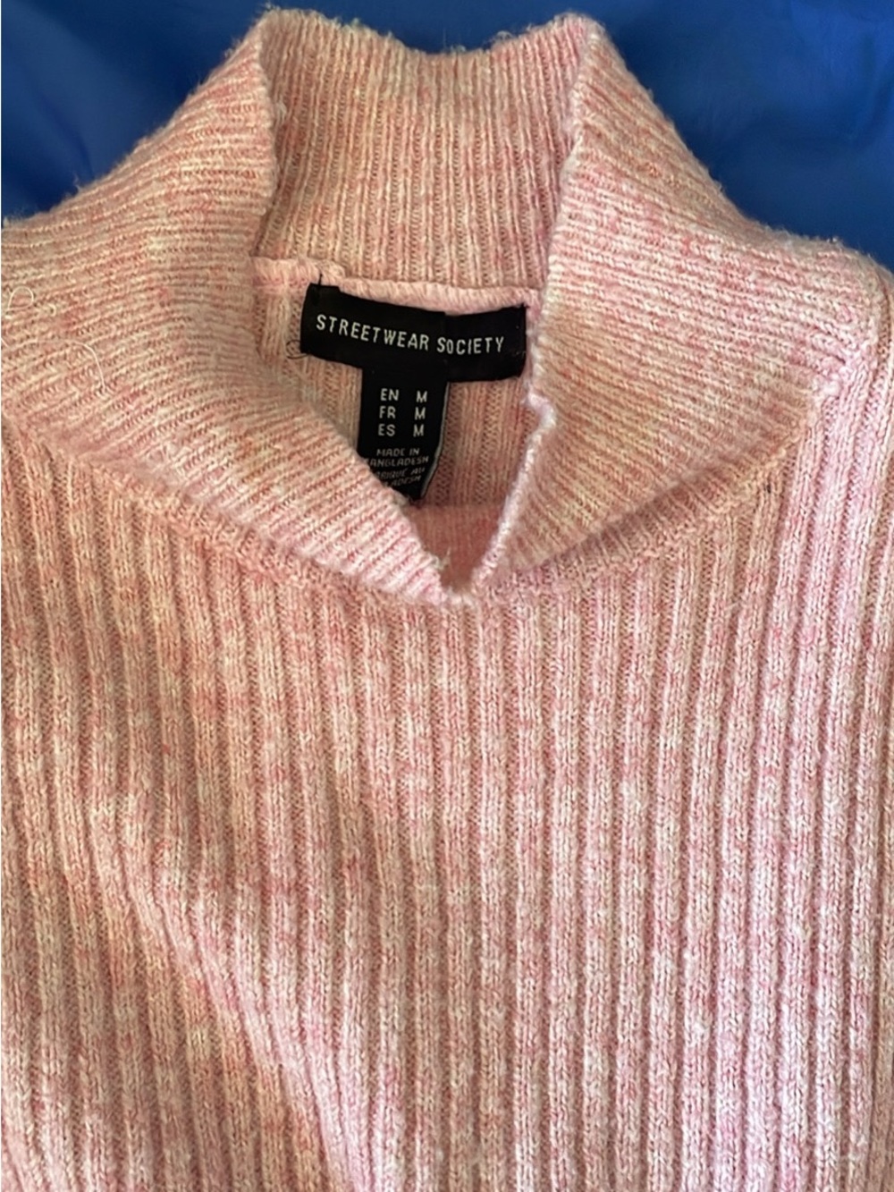 Streetwear Society Light Pink Ribbed Mock Neck Sweater